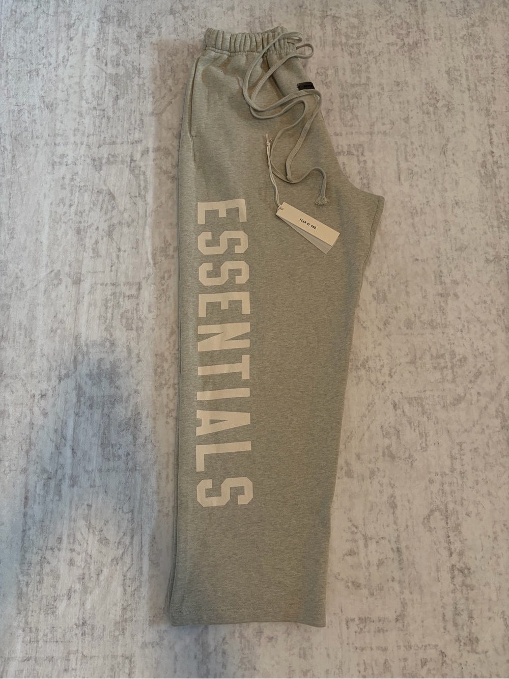 Fear of God ESSENTIALS Light Gray Sweatpants with White Logo Men’s Size S